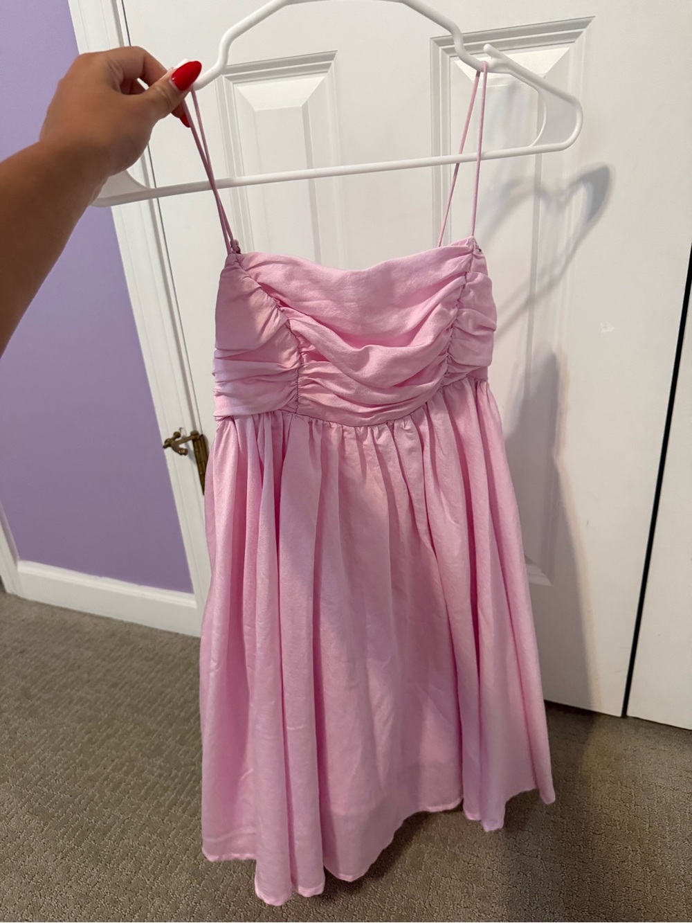 Hello Molly Pink Ruched Bodice Midi Dress